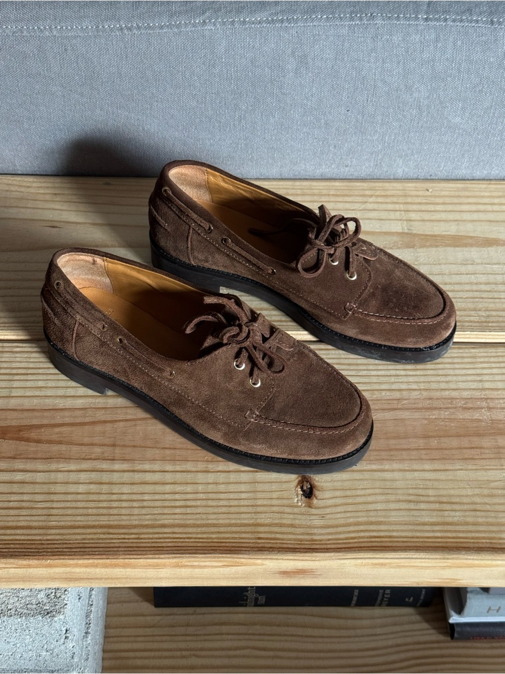Sezane Brown Suede Lace-Up Flats - Picture 3 of 5